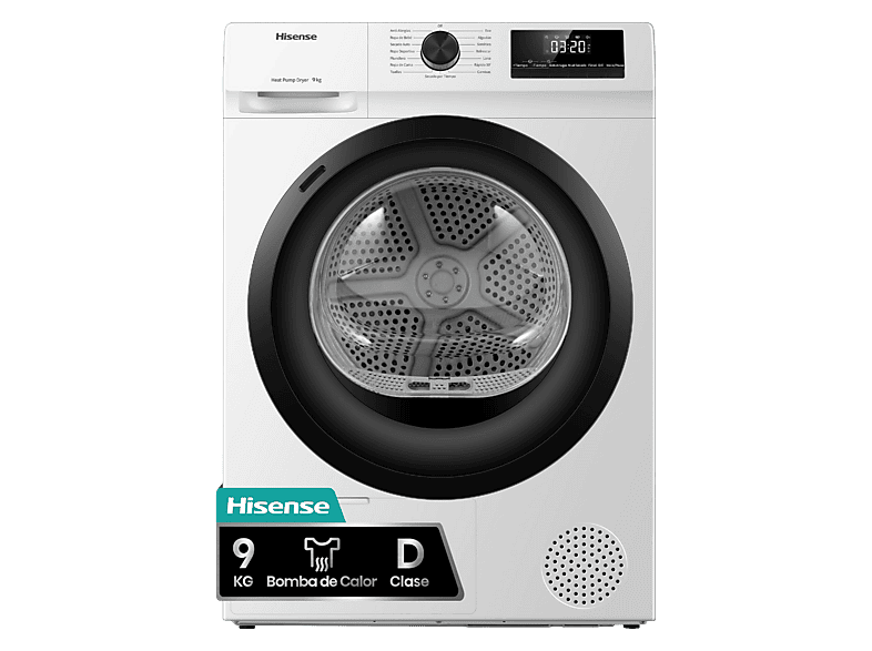 HISENSE Secadora bomba de calor en color Blanco — 9 kg y 16 programas — foto 1