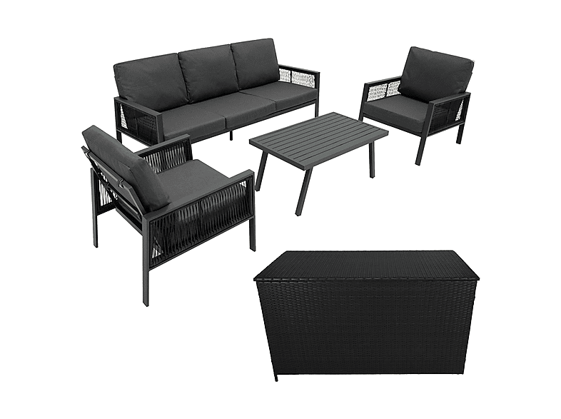 MONSTER Conjunto de jardín en color Gris (mod. De aluminio 5 plazas)