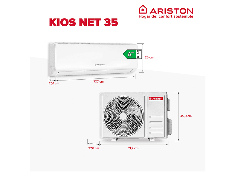 Aire acondicionado split 1x1 ARISTON en color White (mod. KIOS 35) — foto 3
