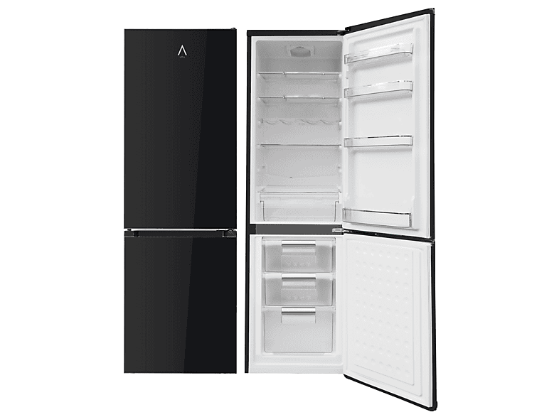 ALPHA Frigorífico combi en color Negro — Altura 182 cm y Capacidad 250 l