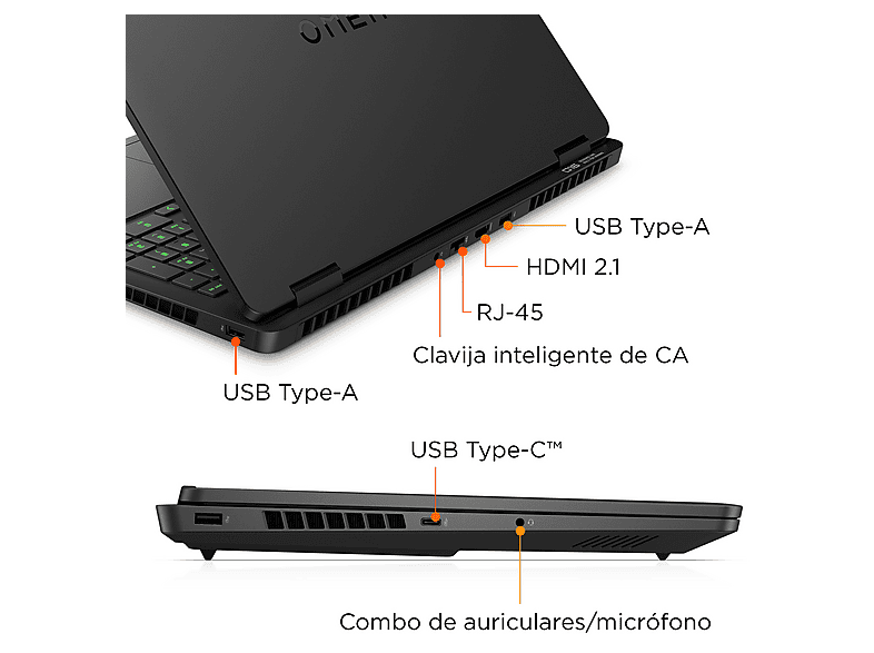 HP Portátil gaming en color Negro Sombra (mod. OMEN Gaming Laptop 16-ap0004ns) — foto 5