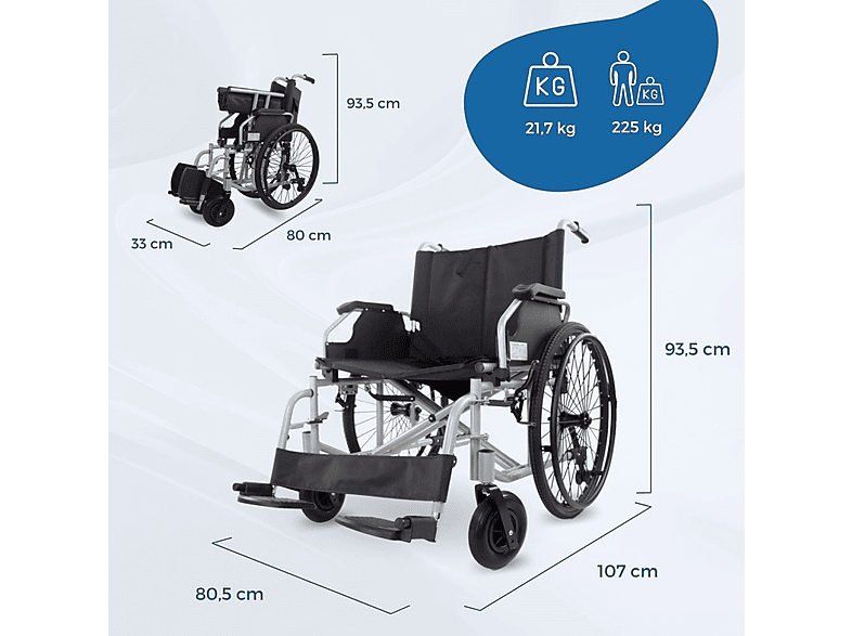 MOBICLINIC Silla de ruedas 35 cm (mod. Bariatrica) en color Negro — foto 2