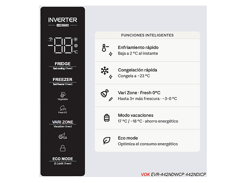 Frigorífico combinado VOK en color Blanco (mod. EVR-442NDWCP) — foto 7