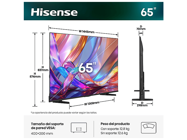 TV QLED 65" HISENSE, QLED 4K — foto 3