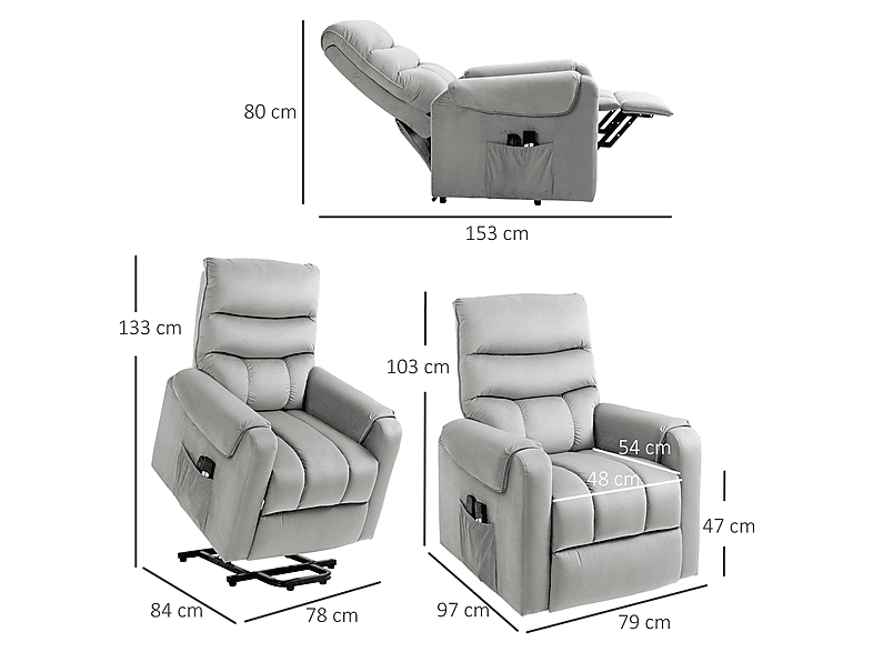HOMCOM Sillón de Masaje en color Gris — Control Remoto  y hasta 150 kg — foto 3