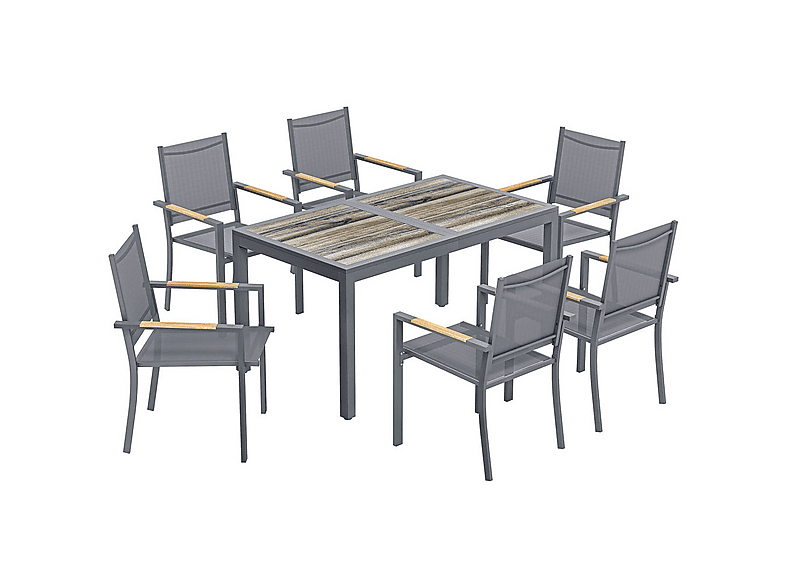 Conjunto de jardín OUTSUNNY en color Gris Oscuro de Acero Galvanizado