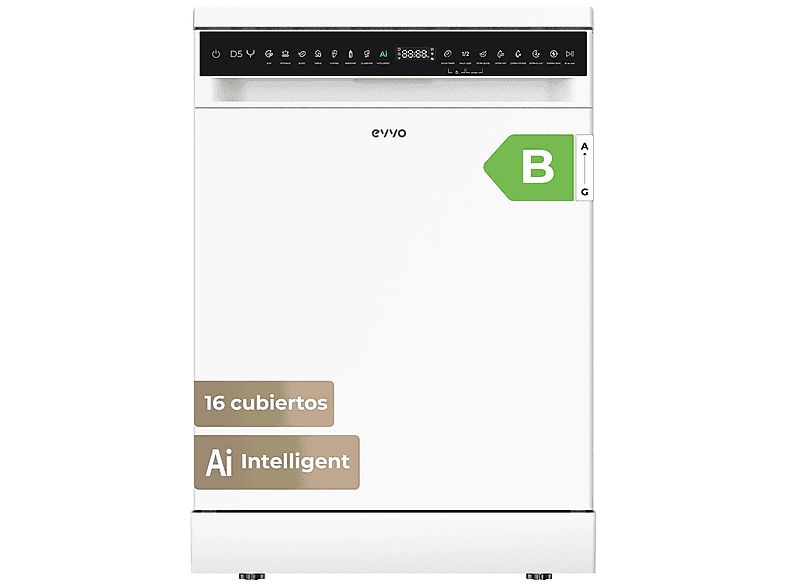 Lavavajillas libre instalación 60 cm EVVO en color Blanco de 8 programas — foto 1