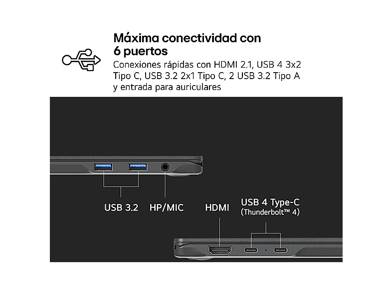 LG Portátil en color Negro — 14" WUXGA y Intel® Core™ Ultra 7-255H — foto 9