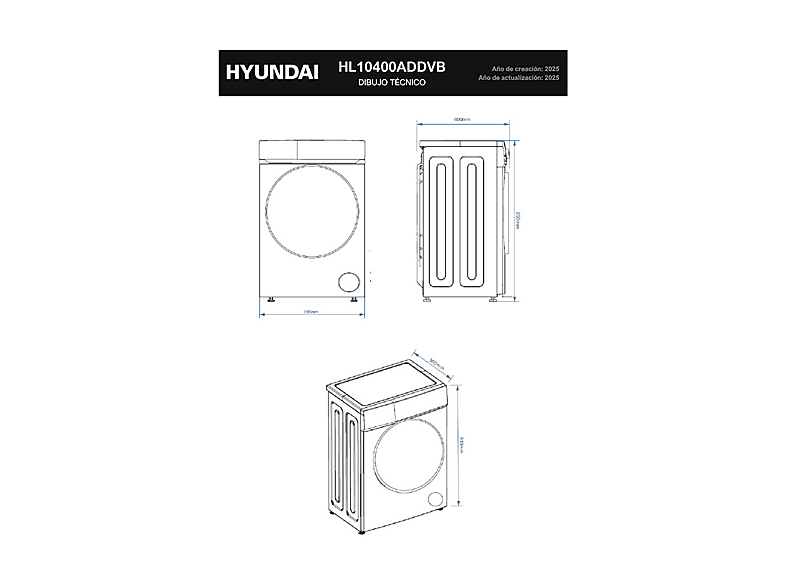 HYUNDAI Lavadora carga frontal 10 kg en color Blanco — foto 7