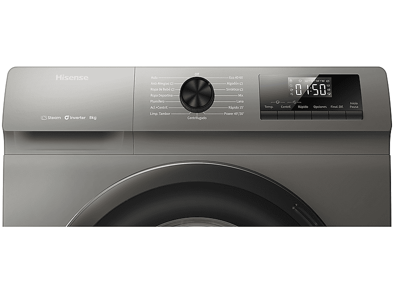 Lavadora carga frontal HISENSE en color Gris, 8 kg — foto 12