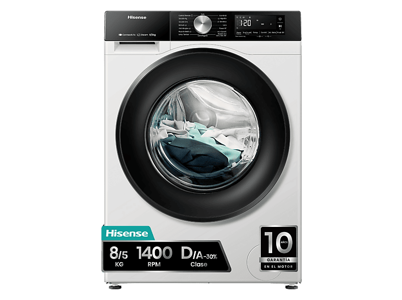 Lavadora secadora HISENSE en color Blanco de 8 kg/5 kg