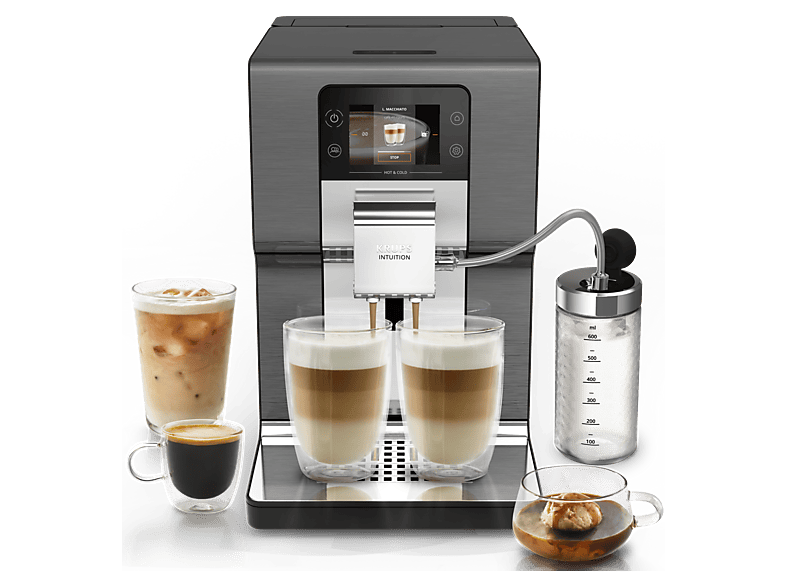 KRUPS Cafetera superautomática Pantalla táctil (mod. Intuition Experience Hot&Cold) en color Metálico, negro