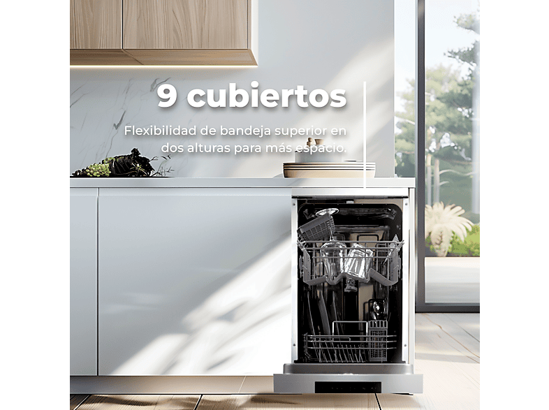 Lavavajillas libre instalación 45 cm EVVO en color Inox de 5 programas — foto 3