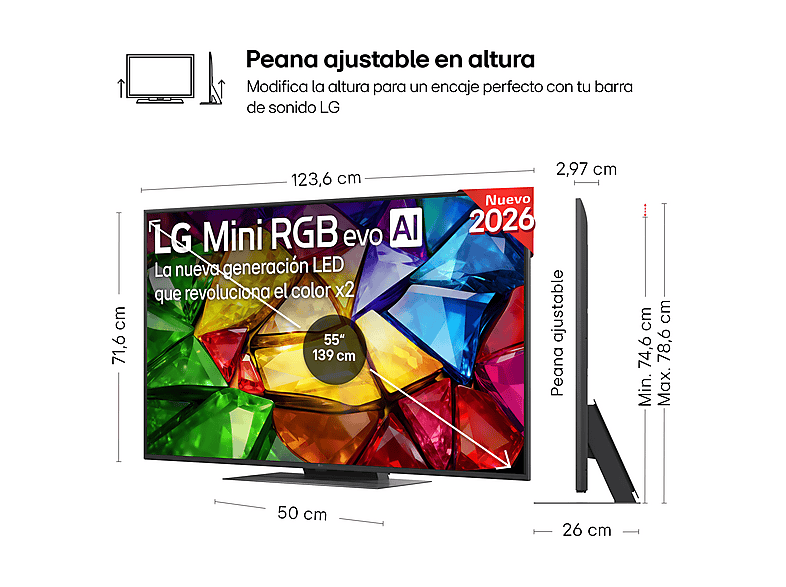 LG TV RGB Mini LED 55" UHD 4K en color Negro — foto 4