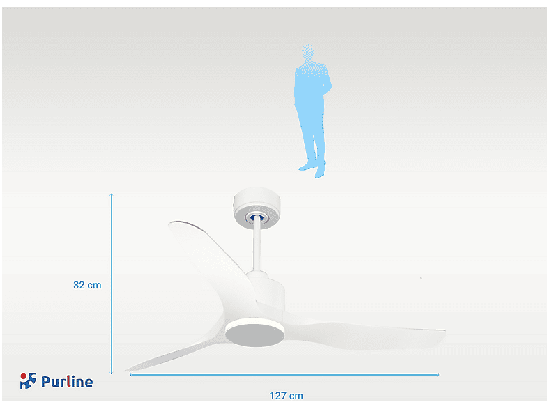 Ventilador de techo PURLINE en color Blanco (mod. ThassosD127C0364875) — foto 3