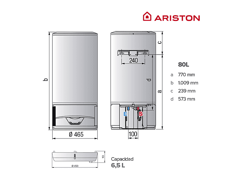 Termo eléctrico ARISTON con 80 l en color Blanco — foto 5