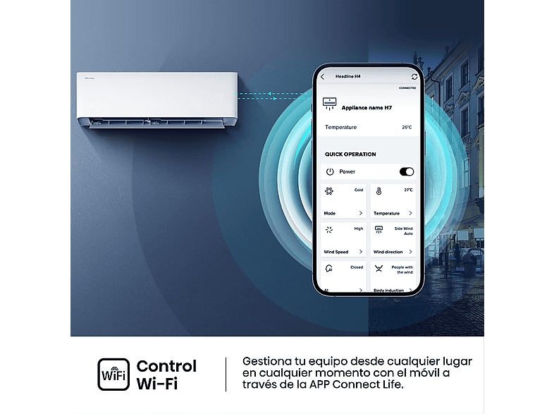 HISENSE Aire acondicionado Split 1 x 1 en color Blanco — 3000 fg/h y Wi-Fi — foto 4