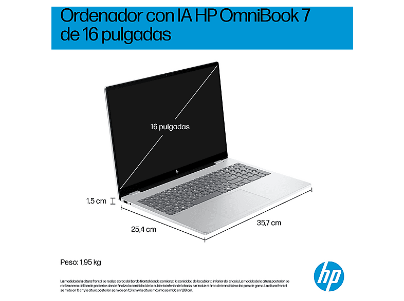 HP Portátil en color Glacier Silver — 16" 2K y Intel® Core™ Ultra 7 255H — foto 7