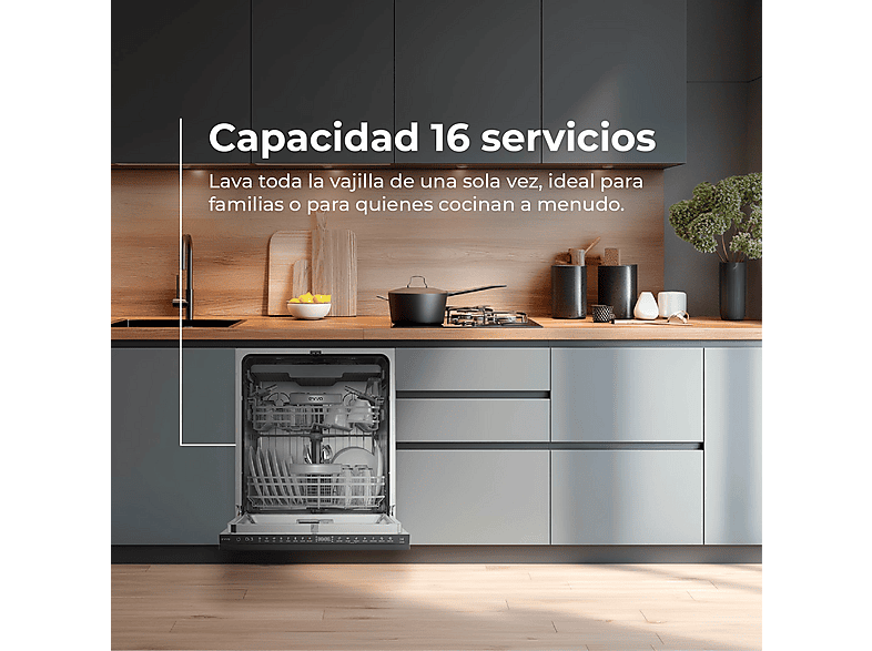 Lavavajillas integrable 60 cm EVVO con 8 programas en color Inox — foto 3