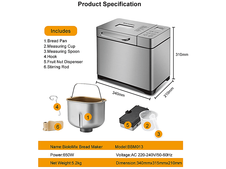 Panificadora BIOLOMIX — 650 W y 19 programas automáticos específicos para cada cliente — foto 6