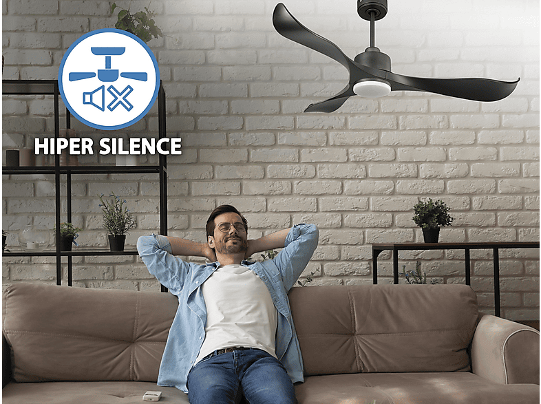PURLINE Ventilador de techo en color Negro — 18 W y 6 velocidades — foto 2