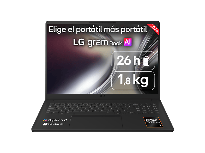 Portátil LG con 16" WUXGA Copilot+ PC en color Negro carbón