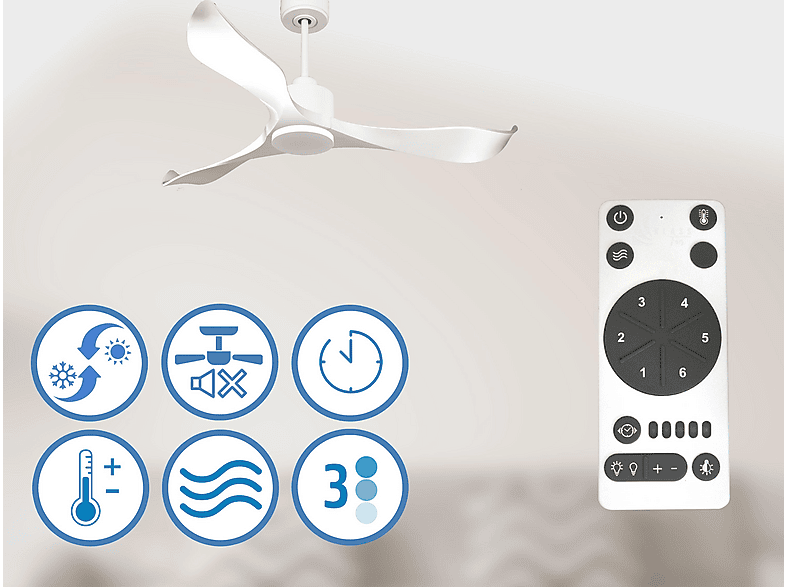 Ventilador de techo PURLINE en color Blanco, 6 velocidades — foto 2