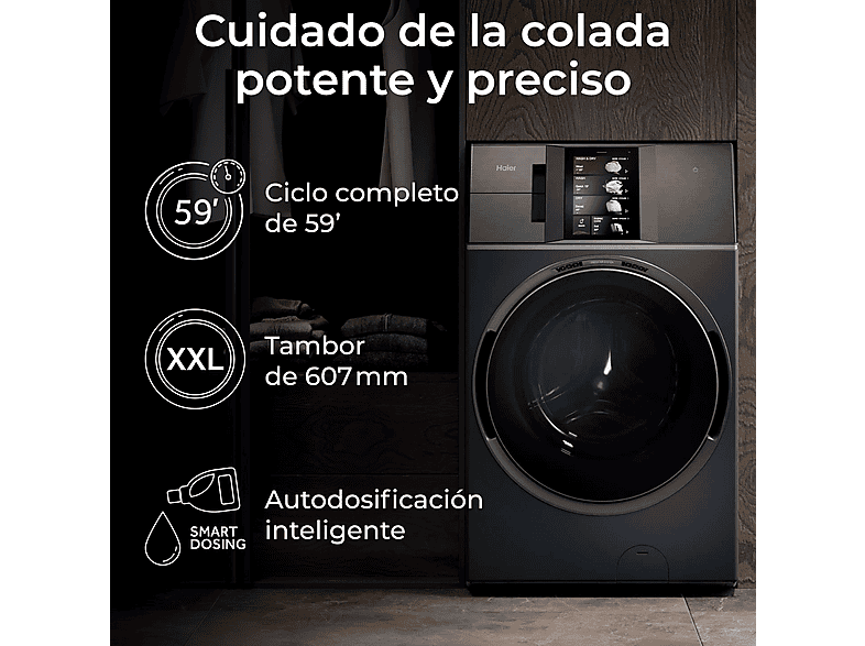 HAIER Lavadora secadora en color Azul — 18 kg + 11 kg y 14 programas — foto 6