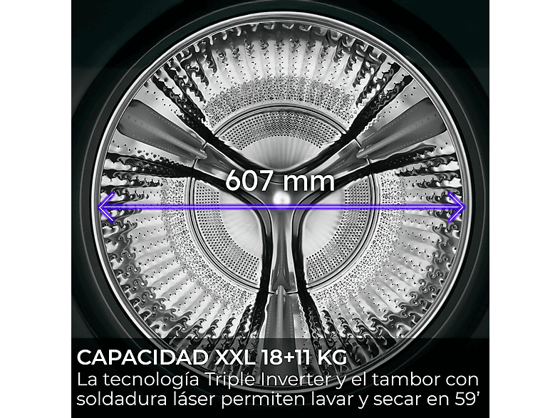 HAIER Lavadora secadora en color Azul — 18 kg + 11 kg y 14 programas — foto 10